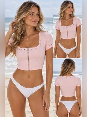 Gigi‎ C Jennifer Cutout Swim Surf Top NWT XLarge A165
